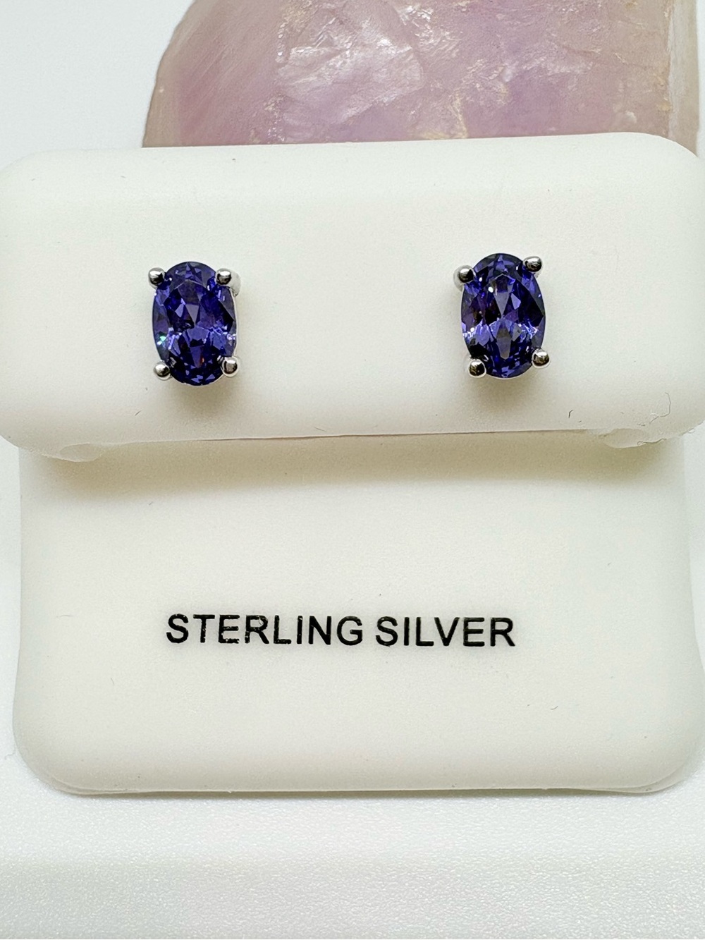 Sterling Silver Tanzanite Stud Earrings